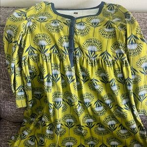 Tea Collection Green and Blue Patterned Top